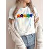 Европейский размер Плюс сайз, Женская футболка большого размера Оверсайз Яркий Расписной Цветочный Принт Короткий Рукав - Повседневная футболка с Круглым Вырезом