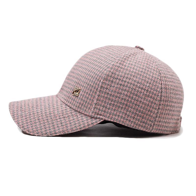 Клетчатая теплая кепка-зонтик женская шерстяная бейсболка весна-осень с рисунком «гусиная лапка»