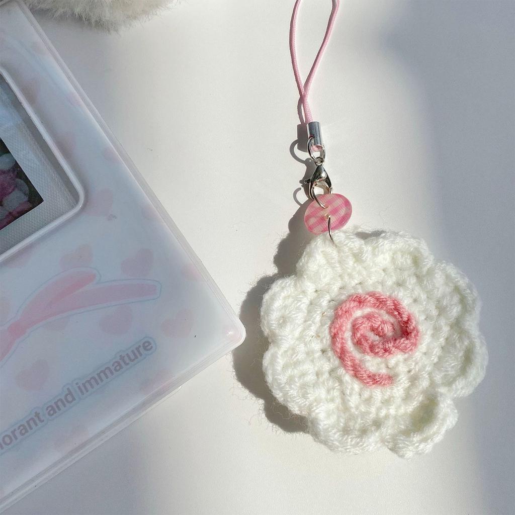2pcs Handmade Fish Roll Keychain Japanese Style Crochet Yarn Phone Charm Bag Accessory Detailed Handmade Gift for Women