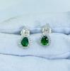 Серьги-подвески и капли из серебра с грушевидным изумрудом Серьги-подвески с камнями по месяцу рождения Минималистичные серьги