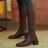 Мода 2024 года, высокие сапоги до колена, женские зимние сапоги, новинка, женская длинная обувь для женщин, элегантная осенняя коричневая танкетка, эластичная