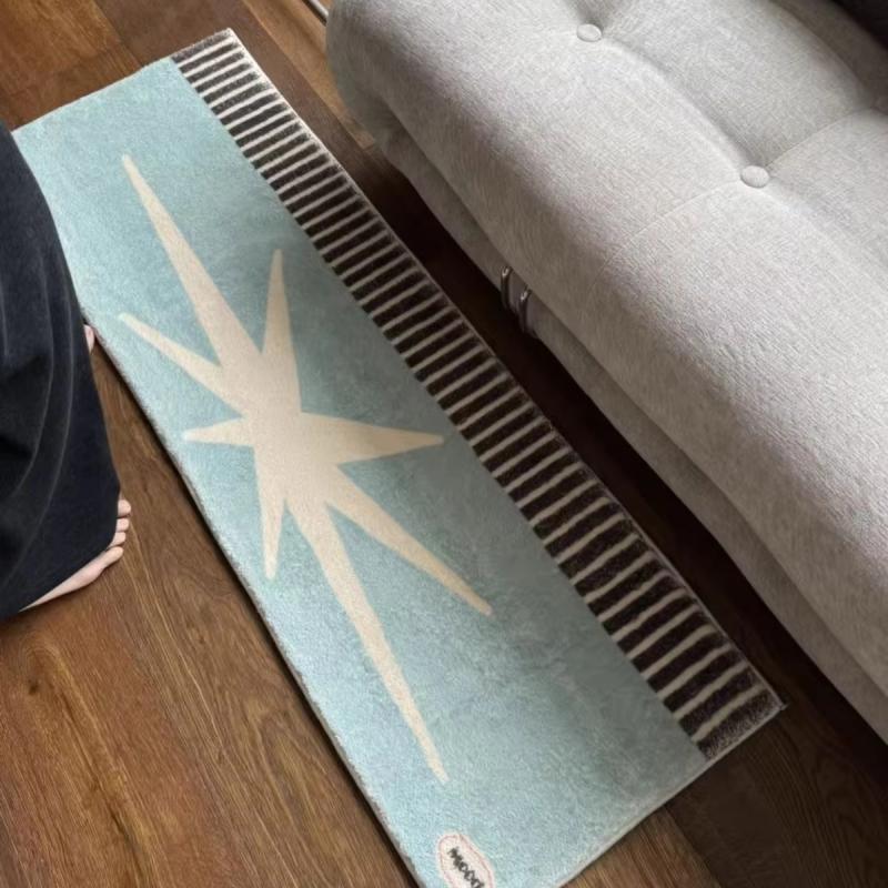 Striped Star Printed Running Blanket, Anti Slip Washable Floor Mat, Bedroom Entrance Soft Floor Mat, Home Decoration