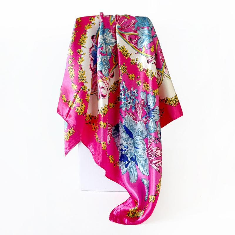 Classic cashew-patterned silk scarf for women, shawl, faux silk headscarf, 90cm square scarf