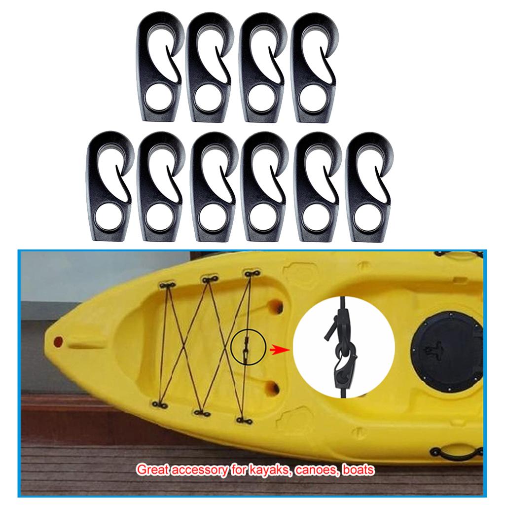 Shock Cord Nylon Hooks Heavy Duty 55mm Kayak Bungee Hook Plastic Cord Holder for Canoe Camping 7