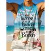 Summer Round Neck 3D Palm Leaf Printed Top Fashionable Casual Hawaiian Beach Sleeveless Vest Men's T-shirts