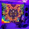Black Light Tapestry UV Reactive Psychedelic Wall Hanging DJ Backdrop Bedroom Dorm Separate Room Decoration