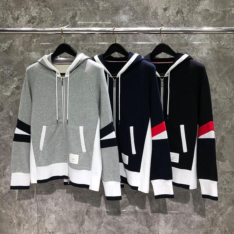 TIME BREATHE Unisex Color Block Patchwork Hoodie Cardigan