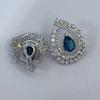 Женские серьги SACEGEMS, стерлинговое серебро 925 пробы, 5*7 мм, серьги-гвоздики с натуральным лондонским синим топазом, ювелирные изделия для свадебной вечеринки