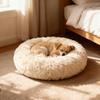 Donut Pet Bed Fluffy Round Cat Bed with Anti-Slip Bottom Cozy Shaggy Plush Dog Calming Bed for Small Dogs Cats Sofa Couch Floor