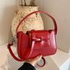 New Trendy Bow Design Handheld Bag Fashion Solid Color Crossbody Small Square Bag Western Style Red Wristlet Bag
