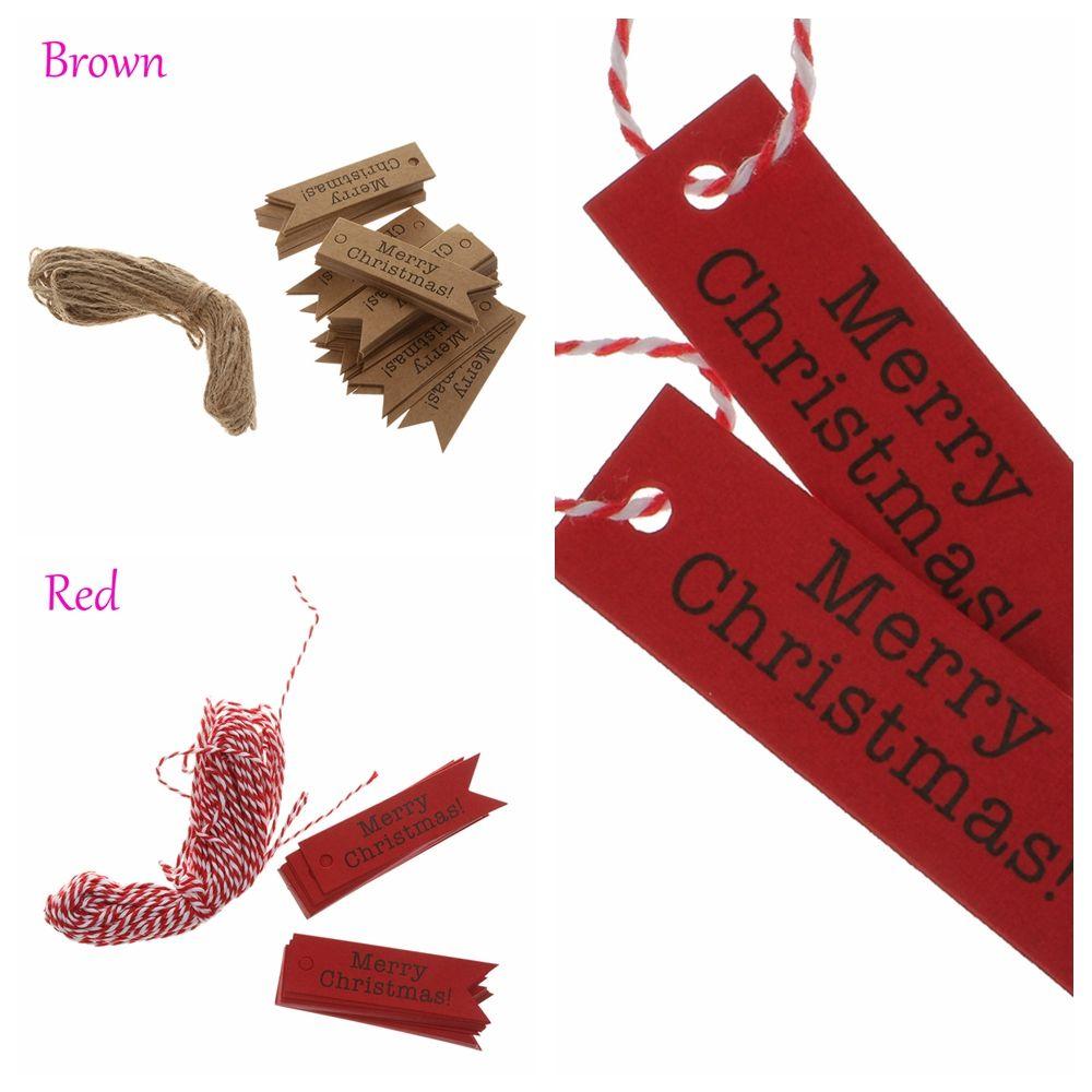 Rope Gift Wrapping Party Supplies Kraft Paper Tags Gifts Label Xmas Hanging Christmas Ornaments