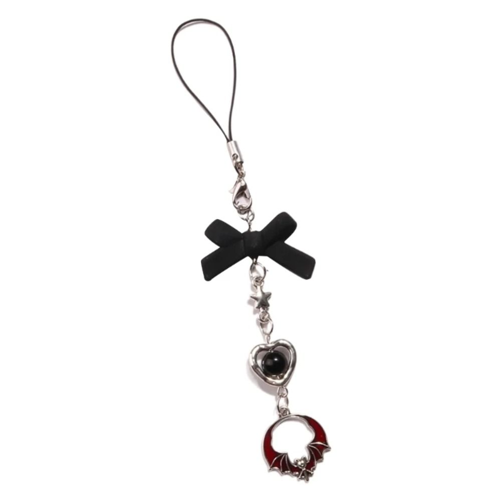 Black Butterfly Y2K Phone Strap Gothic Style Mobile Keychain Lanyard  Women Girls