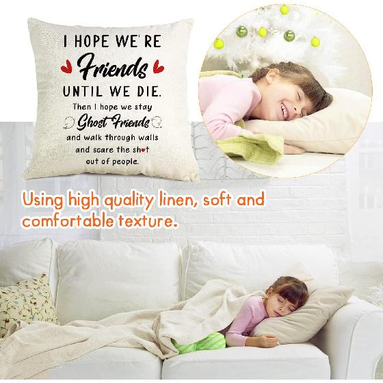 OUZ Best Friendship Gift for Friends Pillow Case - I Hope We're Best Friends, Funny Throw Pillow Cover, Gifts for Women Girls Sisters Gifts for