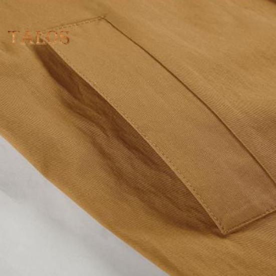 Осень-весна Женская ветровка с отложным воротником и воротником-стойкой Двубортное свободное пальто средней длины Однотонное пальто для поездок на работу Пальто для походов