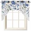 Kitchen Curtains Sets 24 Inch Length with Valance, Abstract Art Blue Leaves Branches Swag Valances for Windows and Tiers Curtain Set, Light Filtering