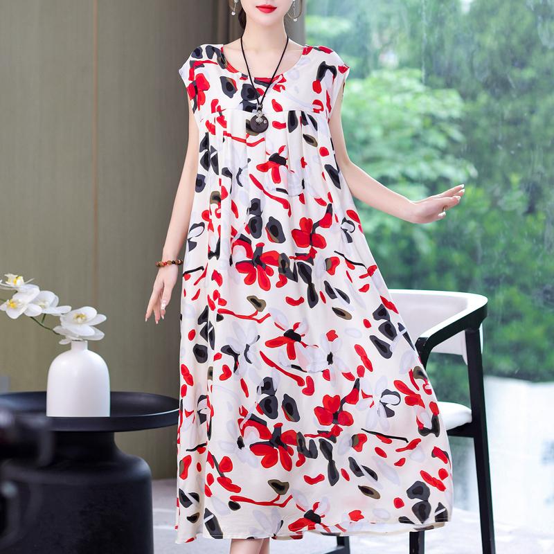 Летнее винтажное платье больших размеров, женские свободные повседневные элегантные длинные платья без рукавов большого размера