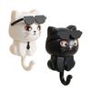 Coat Hooks Cat Key Holder Cute Cat Key Hook with Sunglasses Adhesive Coat Hooks Key Holder for Wall Decorative for Coat Bag