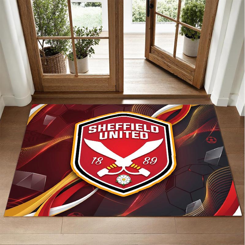 Sheffield United Football Design Crystal Velvet Rug Soft Decorative Mat for Bedroom Entrance
