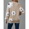 Women's Sweater Autumn Winter Floral Pattern V-neck Long Sleeve Jumper Tops Female Casual Warm Knitted Pullover