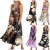 Women's Summer Casual Fashion Flower Printed Sleeveless Round Neck Pocket Dress