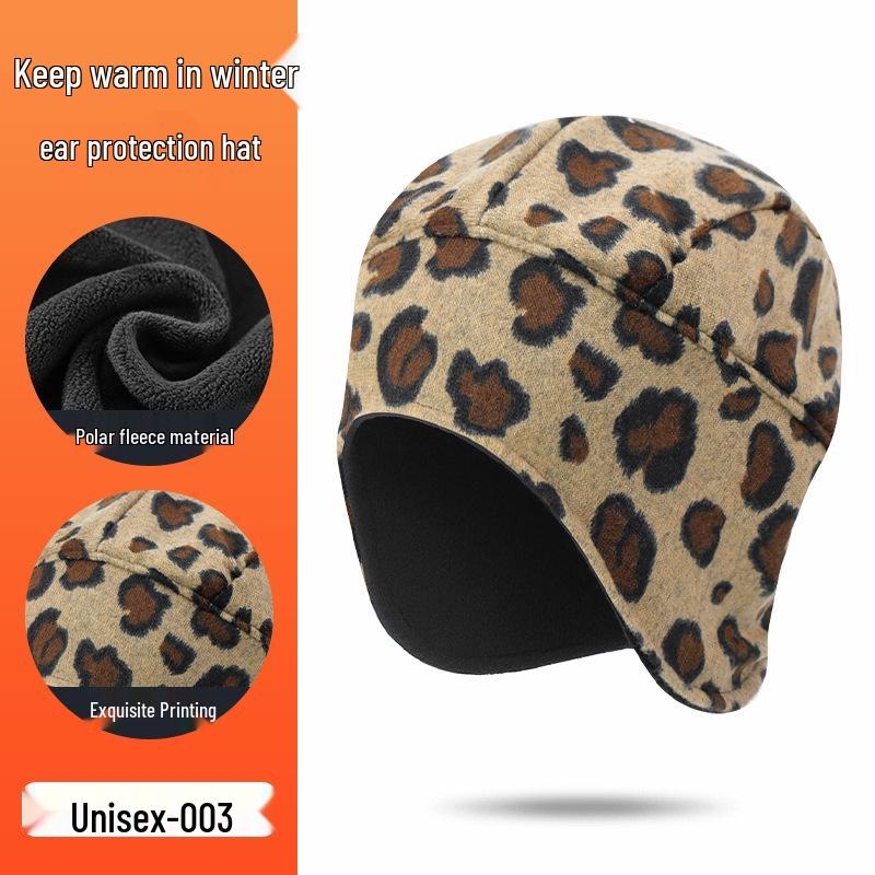 Ветрозащитная флисовая шапка-ушанка: Теплый, с принтом из искусственного кашемира, с защитой ушей для велоспорта
