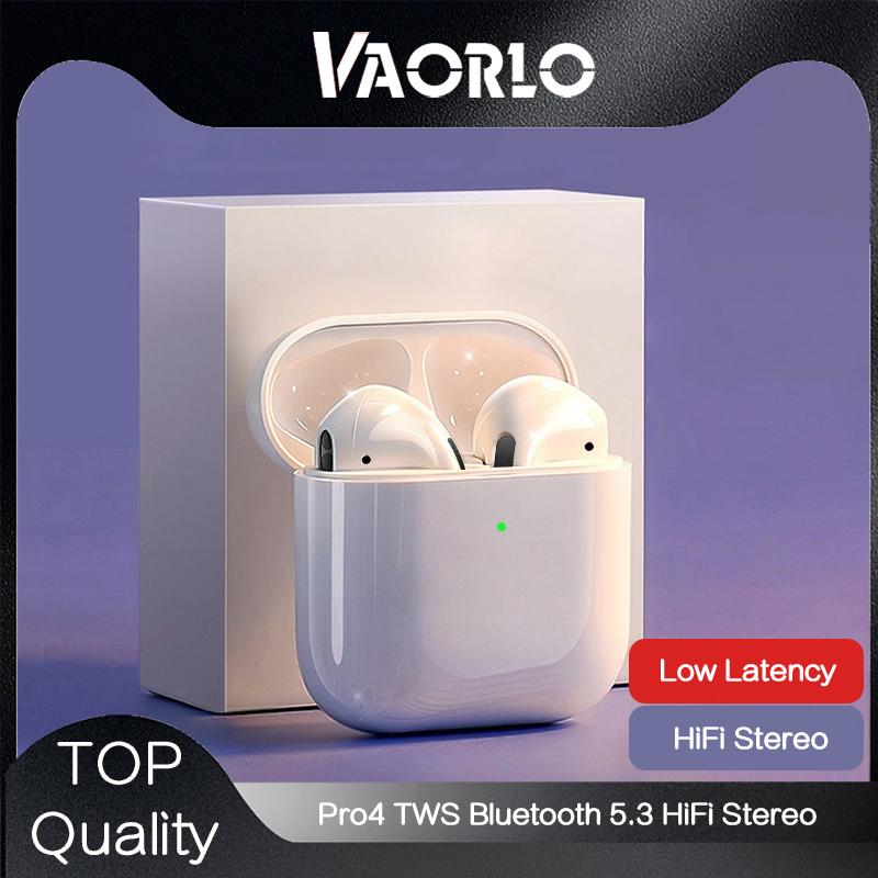 VAORLO PRO4 TWS Роскошные белые наушники Bluetooth 5.3 HiFi стерео музыкальные наушники с HD шумоподавлением микрофон гарнитура IPX5 водонепроницаемый