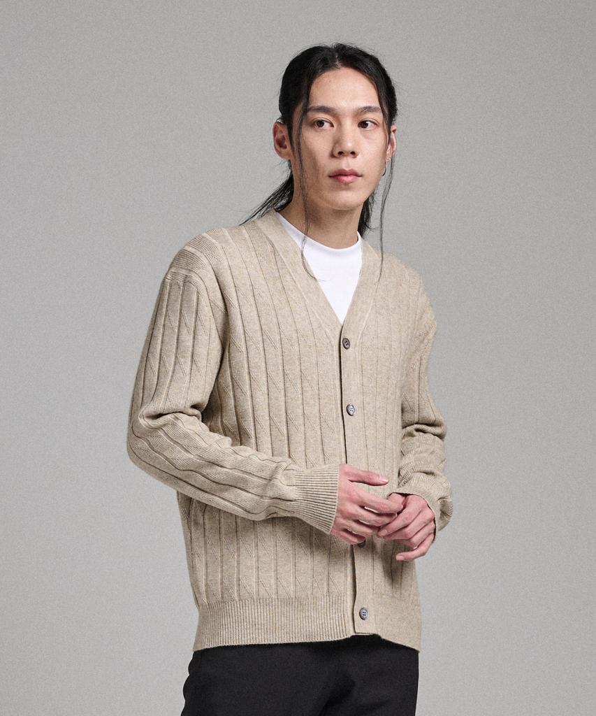ANALOG MOOD Like Semi Hachi Cardigan Knit (Oatmeal)