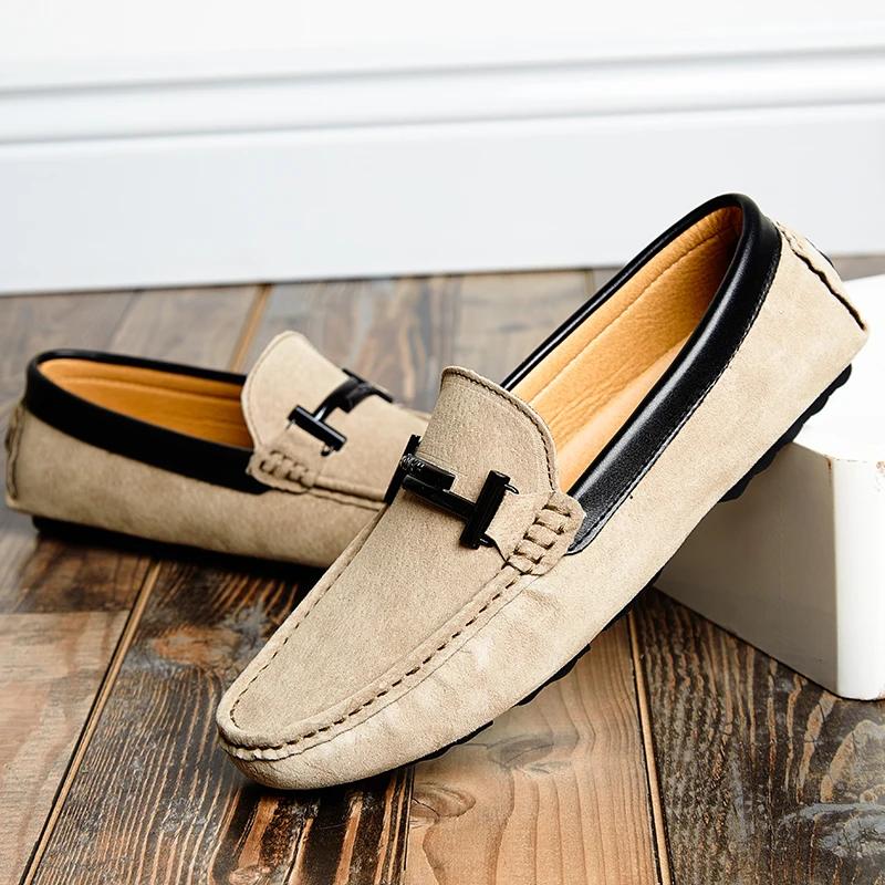Summer Men's Suede Loafers Comfortable Man Flats Casual Mens Shoes Men Breathable Slip-On Soft Leather Driving Shoes for Men