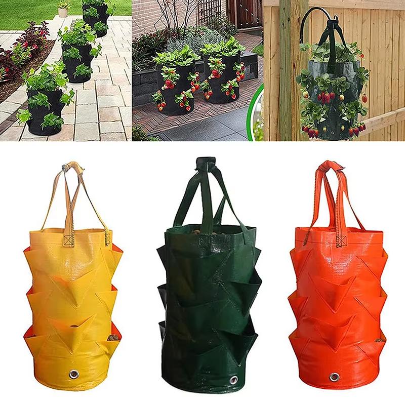 Клубничная подвесная сумка-горшок для трав, легкое садовое хранилище, контейнер для ухода за растениями и их демонстрации - Экологичная сумка для выращивания