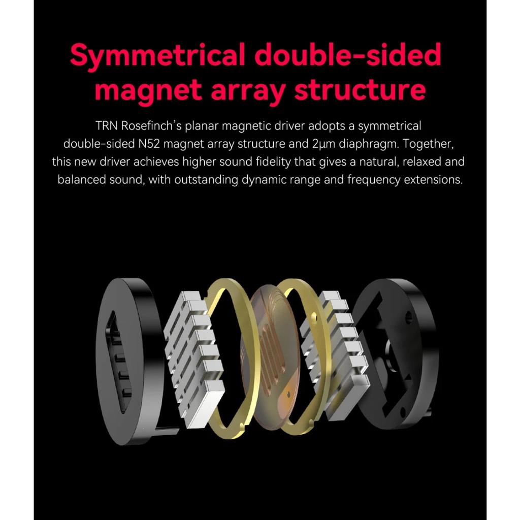TRN Rosefinch 12 мм плоский драйвер внутриканальные мониторы наушники металлический шум бегущий HIFI бас наушники гарнитура с шумоподавлением