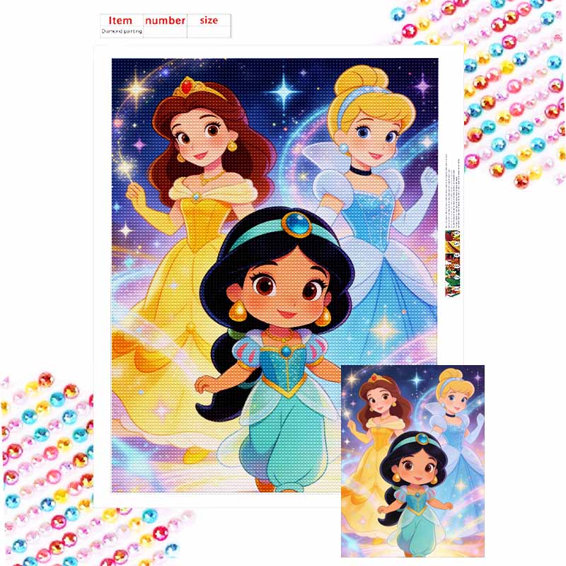 Princesses Magic Dream Diamond Painting Kit Full Diamond Diamond Round Classic Style Home Decor Craft Perfect Gift Idea Sparkle