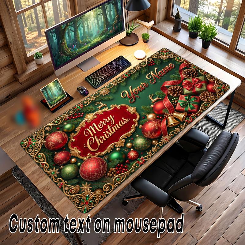 Christmas Custom Name Printed Mouse Pad Non Slip Desk Mat For Office Gaming Home Use Holiday Gift