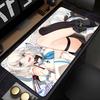 Gaming Mouse Pad Large Desk Mat Antislip Base Stitched Edges Cute White Hair Fox Girl Keyboard Pad for Gamer Office Home