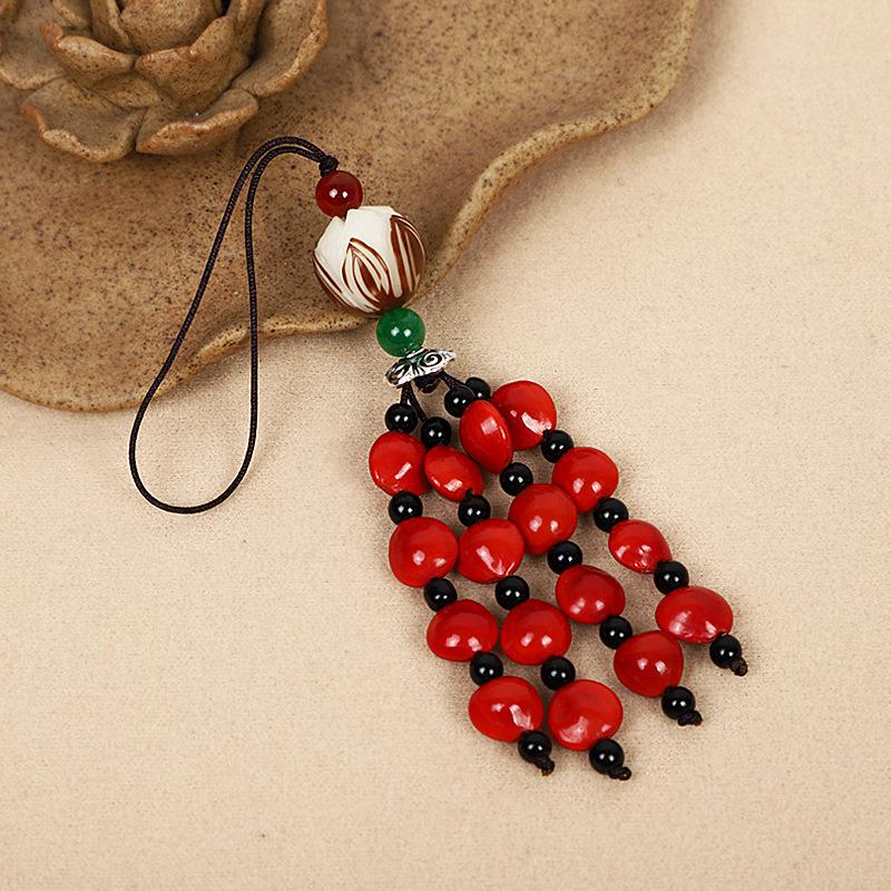 Red Beans & Acacia Bean Bodhi Phone and USB Drive Pendants, Zodiac-Themed Gifts