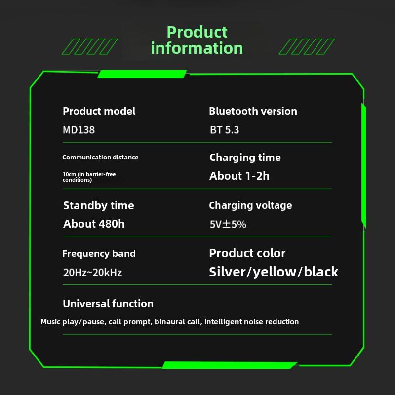 Беспроводная Bluetooth-гарнитура Flying Wing Door с наушниками-вкладышами Bluetooth 5.3