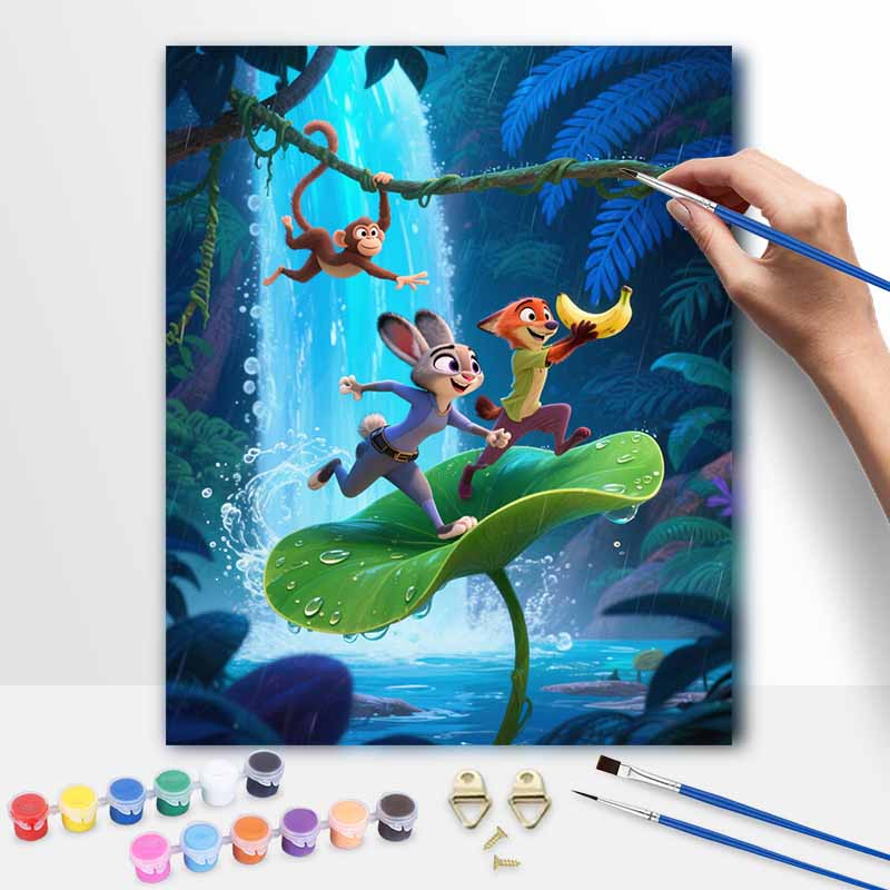 Disney Digital Oil Painting Art Kit Jungle Adventure Animal Friends Handmade Coloring Painting Home Decor