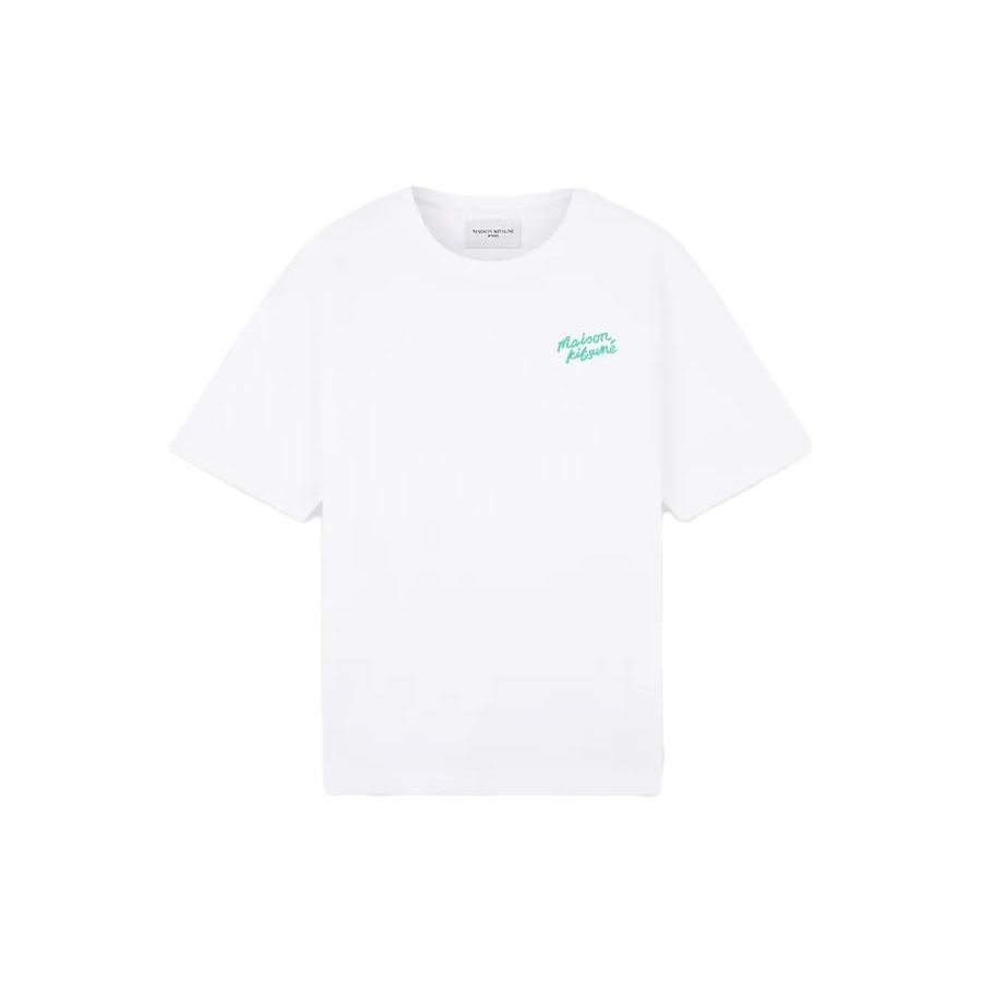 Maison Kitsune Plain Letter Logo Loose Fit Short Sleeve T-Shirt Men tops White LM00125KJ0008-P100