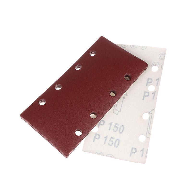10 шт. Прямоугольные премиальные флокированные листы наждачной бумаги с 8 отверстиями, самоклеящиеся 185X93 мм - Ассорти абразивности для пневматических шлифовальных машин