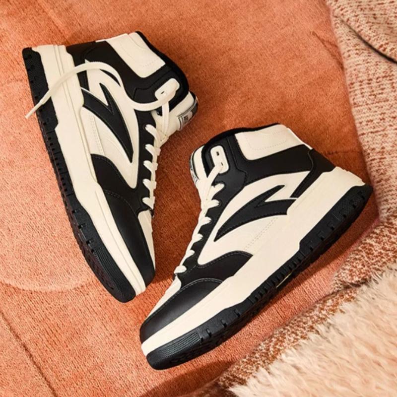 Anta 982 Флисовые удобные модные теплые нескользящие высокие кроссовки женские кроссовки черные белые 122448961-1