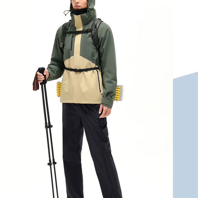 Anta Water Shell Spliced Zipper Hooded Three-In-One Fleece Waterproof Windproof Jacket Men Jacket Aquatic-Green 952347607-3