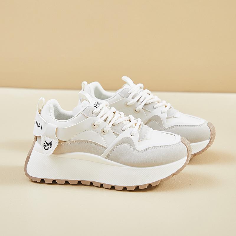 Женские кроссовки для бега, повседневные нескользящие кроссовки на толстой платформе, прогулочная обувь со шнуровкой, удобные спортивные теннисные туфли из искусственной кожи для женщин