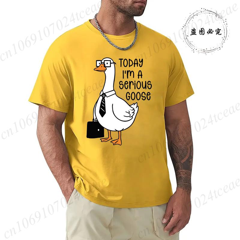 Summer Men's Tee T-shirt with Today I'm A Serious Goose Print T-Shirts Clothing Funny Sarcastic Tops Tees Daily Weekend Gifting