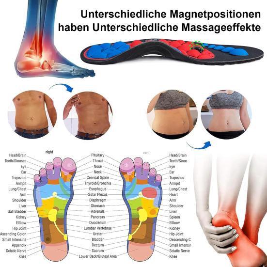 1 пара магнитотерапевтических стелек, акупрессурные массажные стельки для мужчин и женщин, вставки для ног, улучшающие циркуляцию крови, снимающие давление
