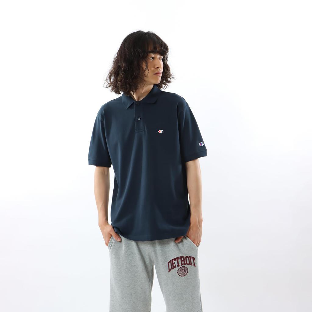 Champion Поло Шорты Одноточечное Поло с коротким рукавом 3L Футболка, Рукав, 100% Хлопок, Логотип, Футболка, Базовая, C3-Z358, Мужская, Темно-синий,