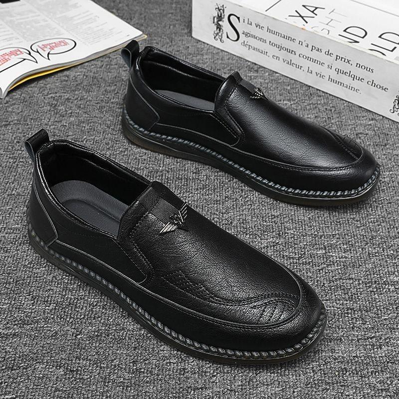 Мужская обувь Dou Dou, летняя, дышащая, в британском стиле, универсальная, мужская, деловая, повседневная, кожаная, One Step, мягкая подошва, модная обувь Le Fu