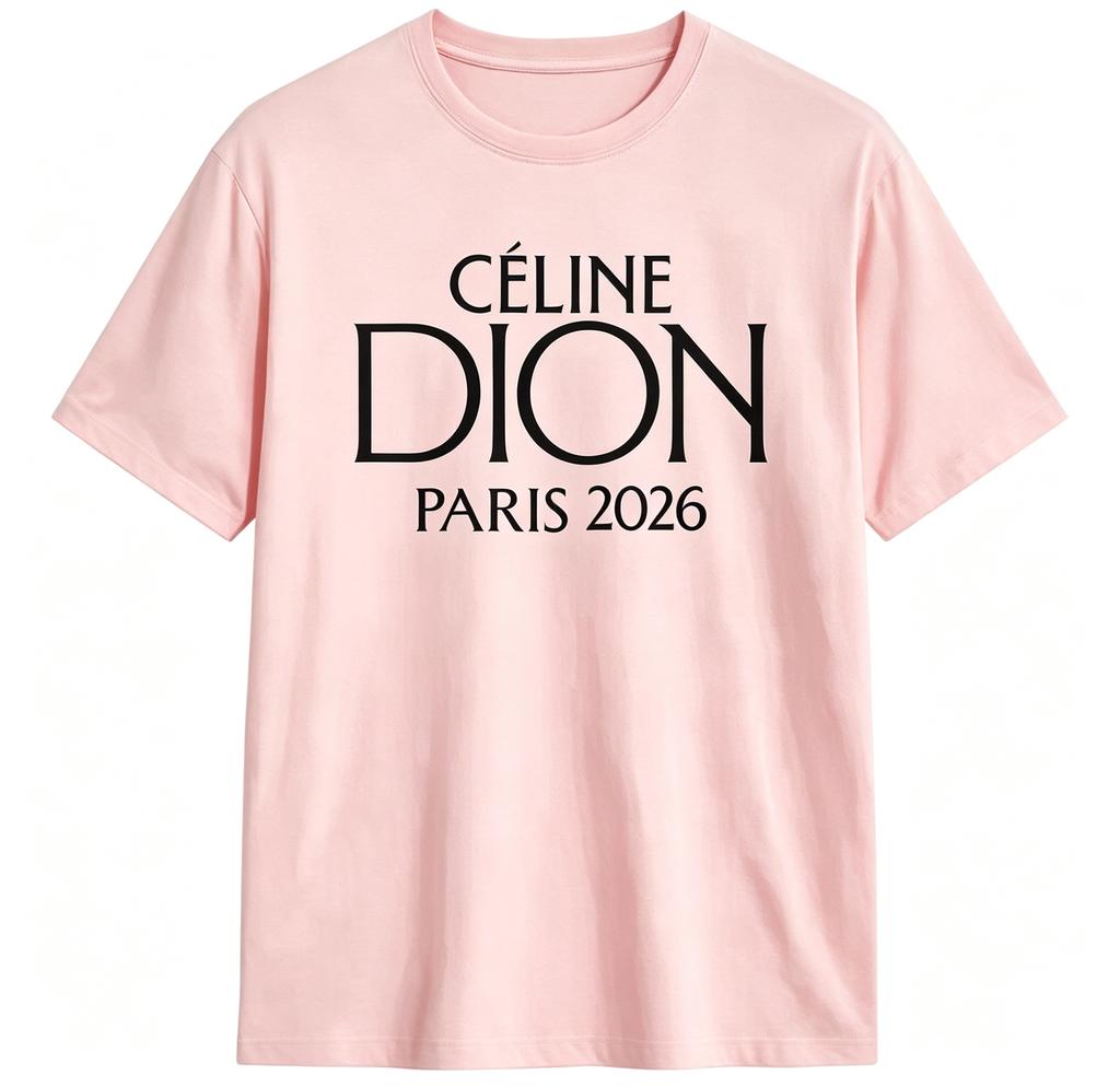 2026 New Family Matching Women's T Shirt Celine Dion Paris 2026 Elegant Bold Font Text Front Print Streetwear Tops
