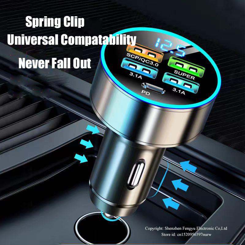 Автомобильное зарядное устройство 150 Вт 4 Usb Type C Pd Быстрая зарядка для Iphone 14 Pro Max 13 12 11 Mini Xs Huawei Xiaomi Oppo Oneplus мобильного телефона