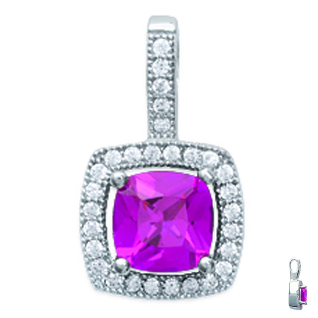 Les Trésors De Lily [L1152] - Silver Pendant 'Sissi' White Pink Silver (rhodium Plated) - 17x10 Mm