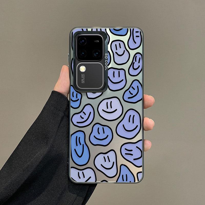 Для Samsung Galaxy S21 FE S24 S23 Ultra Plus FE S25 S22 Ultra Plus Лазерный Чехол для Телефона Милый Мультяшный Лицо-Улыбка Ударопрочные Чехлы