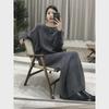 Women's Autumn/Winter Korean Fashion Gray Knitted Sweater and Slim Skirt Two-Piece Set